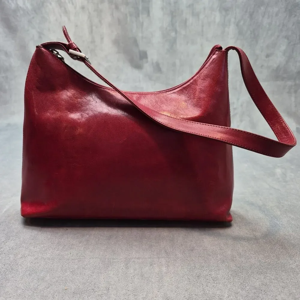 Hobo International Old Money Vintage Minimalist Red Leather Medium Shoulder Bag